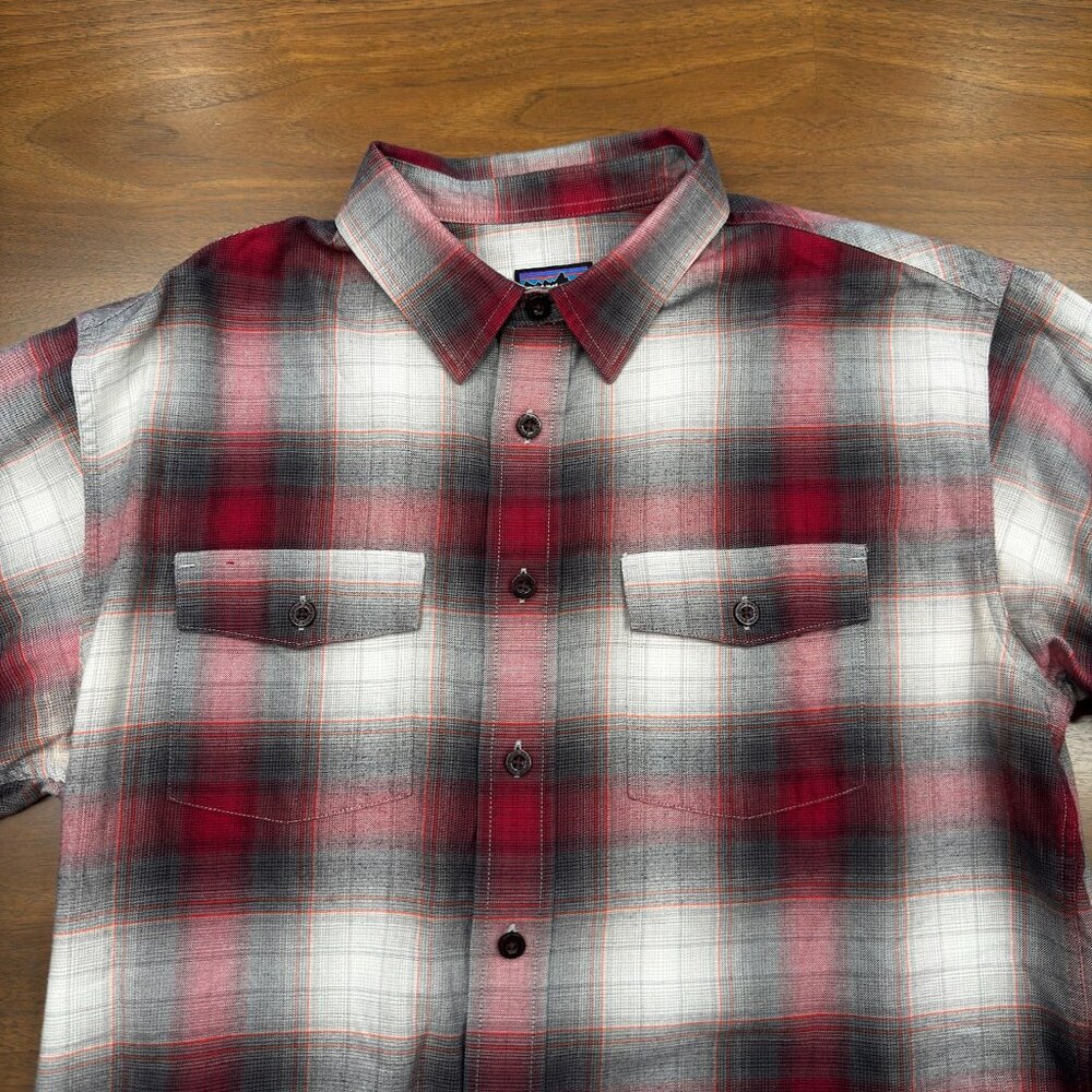 Patagonia Red, Black & White Plaid Casual Button-Down